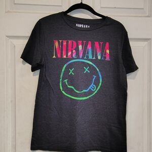 NIRVANA Women's Size S Multicolor Logo T-Shirt in Dark Gray